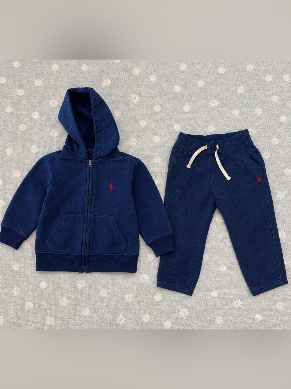 Polo by Ralph Lauren Navy & Red Kids Hoodie and Jogger Set